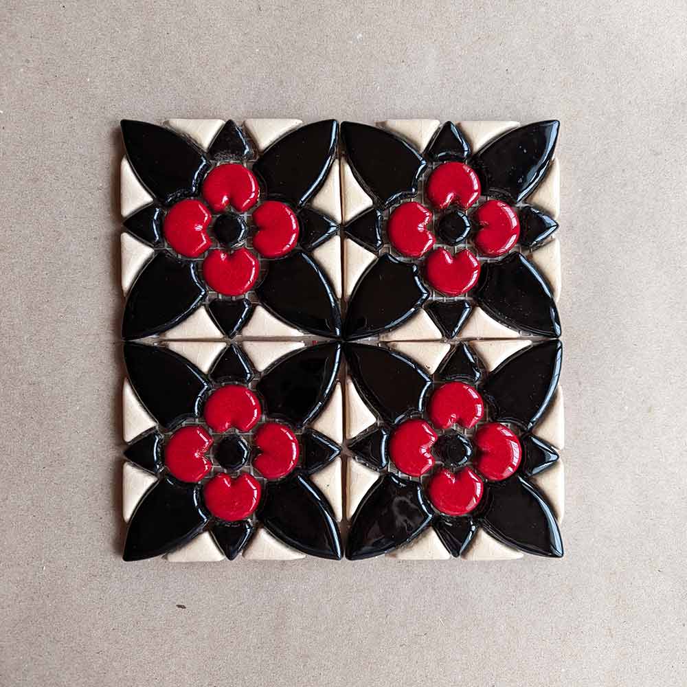 Мозаїка Fleur 95x95 Червоний і чорний