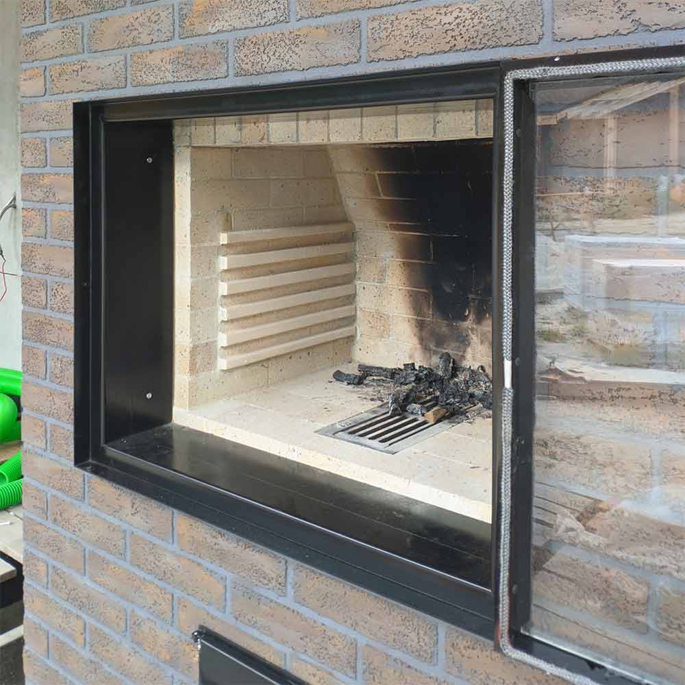 Дверцята накладні сталеві зі склом 870 х 720H
