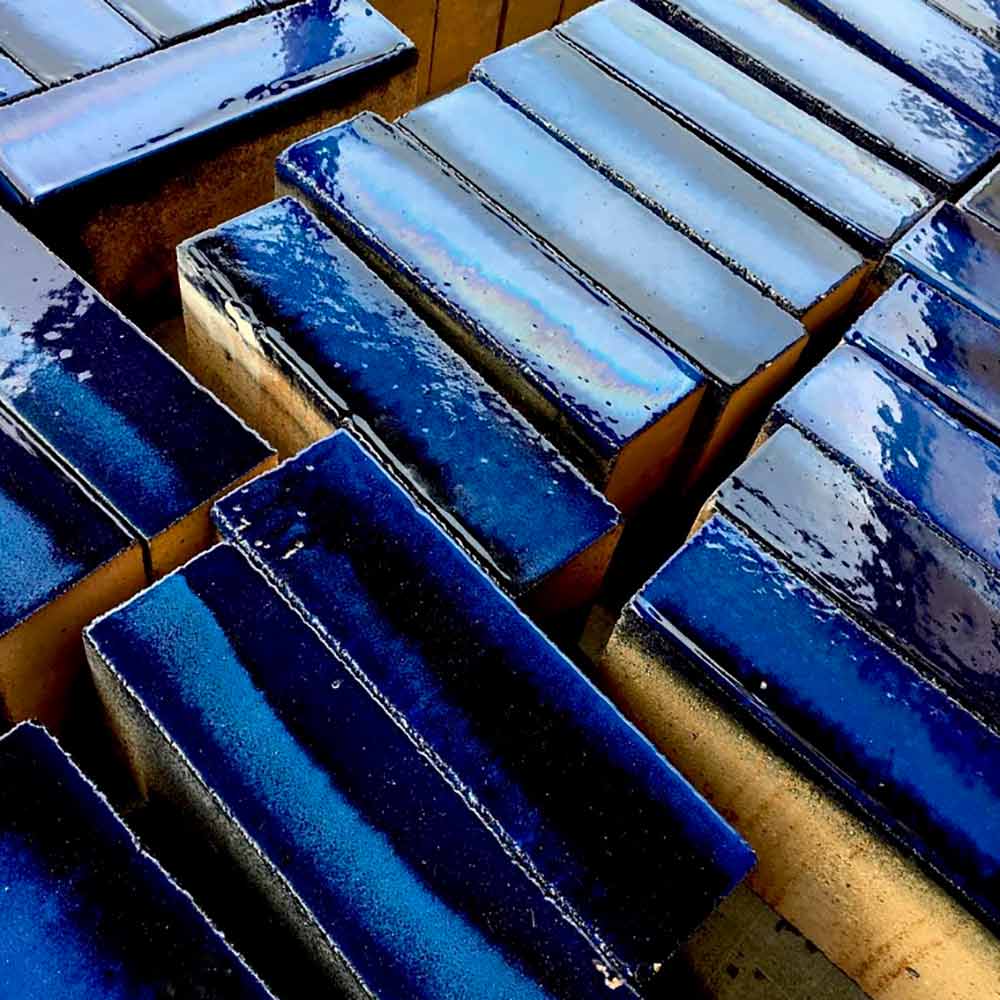 Шамотна цегла Глазурована 230х65 Синій акварель